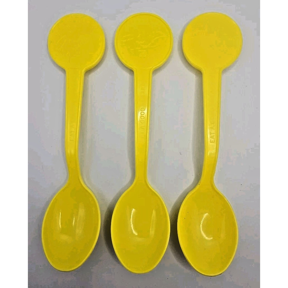 Vtg Cocoa Puffs Promo Spoon Sonny Prize Eat Good Breakfast Yellow Set of 3 PB81